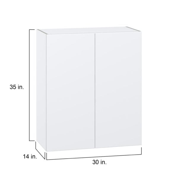 Lily Bright White  Slab Assembled Wall  Cabinet with 2 Full High Doors (30 in. W x 35 in. H x 14 in. D)