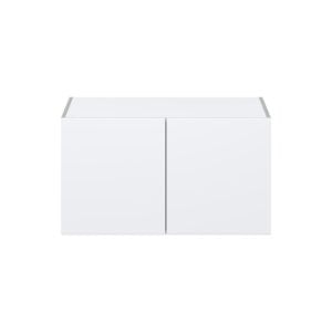 Lily Bright White  Slab Assembled Deep Wall Bridge  Cabinet (36 in. W X 20 in. H X 24 in. D)