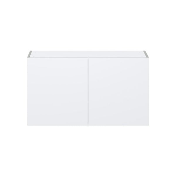 Lily Bright White  Slab Assembled  Wall Bridge  Cabinet (36 in. W X 20 in. H X 14 in. D)