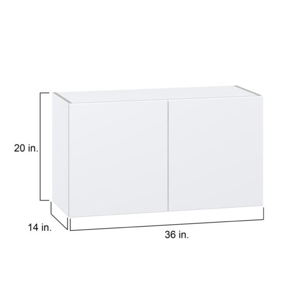 Lily Bright White  Slab Assembled  Wall Bridge  Cabinet (36 in. W X 20 in. H X 14 in. D)