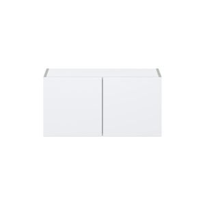 Lily Bright White  Slab Assembled Wall Bridge  Cabinet (30 in. W X 15 in. H X 14 in. D)