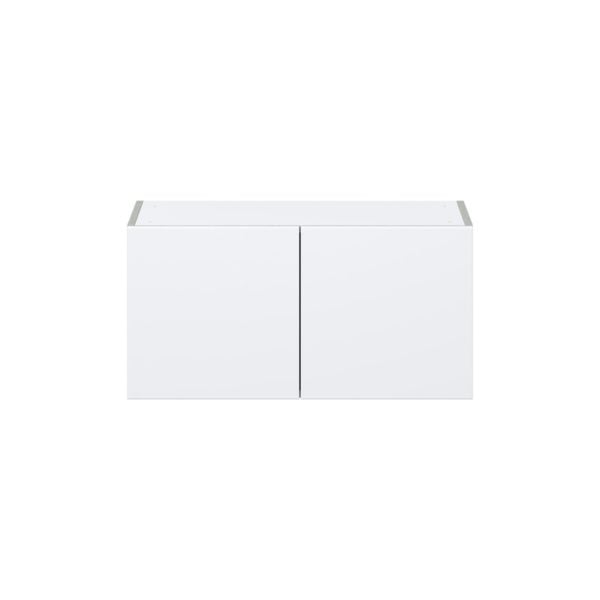 Lily Bright White  Slab Assembled Wall Bridge  Cabinet (30 in. W X 15 in. H X 14 in. D)