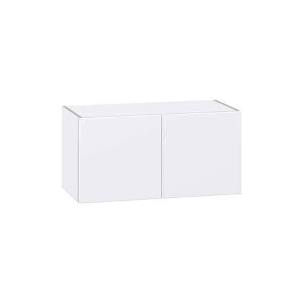 Lily Bright White  Slab Assembled Wall Bridge  Cabinet (30 in. W X 15 in. H X 14 in. D)