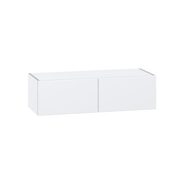 Lily Bright White  Slab Assembled Wall Bridge  Cabinet (36 in. W X 10 in. H X 14 in. D)