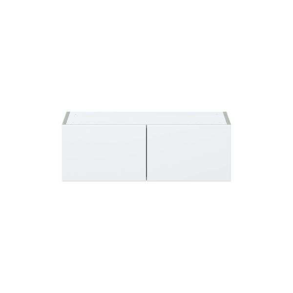 Lily Bright White  Slab Assembled Wall Bridge  Cabinet (30 in. W x 10 in. H x 14 in. D)