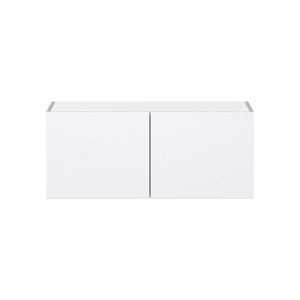 Lily Bright White  Slab Assembled Wall Bridge  Cabinet (36 in. W X 15 in. H X 14 in. D)