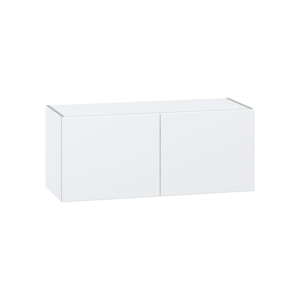 Lily Bright White  Slab Assembled Wall Bridge  Cabinet (36 in. W X 15 in. H X 14 in. D)