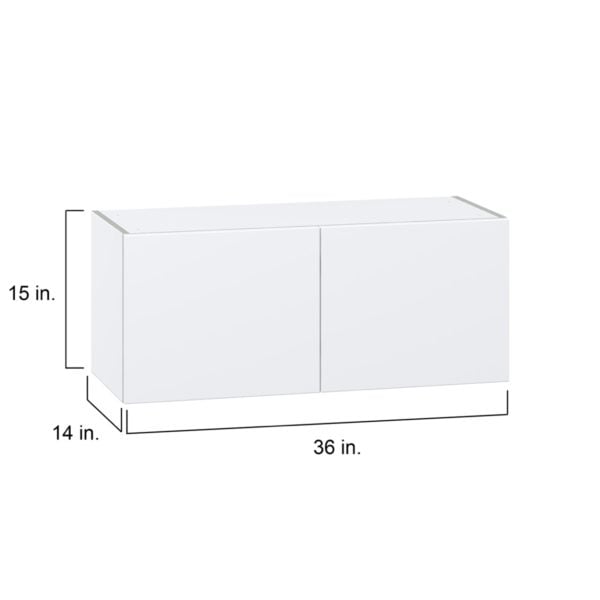 Lily Bright White  Slab Assembled Wall Bridge  Cabinet (36 in. W X 15 in. H X 14 in. D)