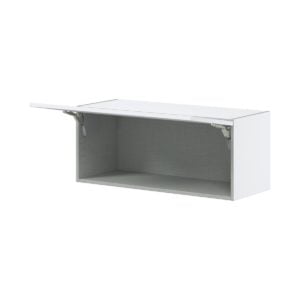 Lily Bright White  Slab Assembled Wall Bridge  Cabinet with Lift Up Door (36 in. W x 15 in. H x 14 in. D)