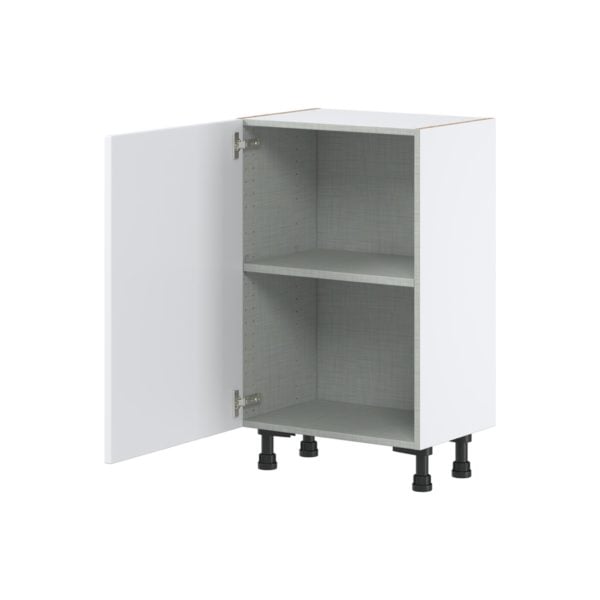 Lily Bright White  Slab Assembled Shallow Base Cabinet with a Full High Door (21 in. W x 34.5 in. H x 14 in. D)