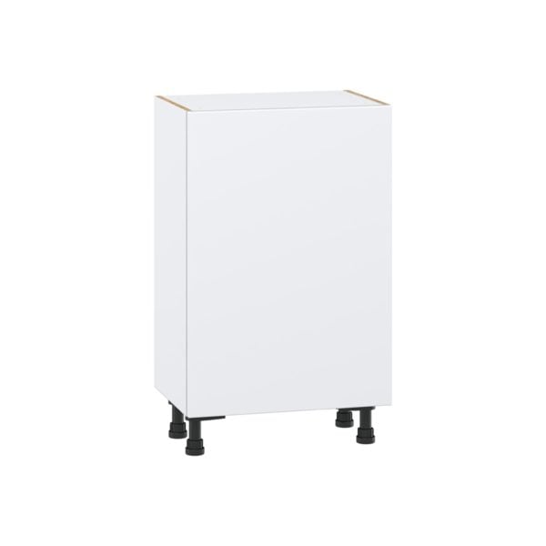 Lily Bright White  Slab Assembled Shallow Base Cabinet with a Full High Door (21 in. W x 34.5 in. H x 14 in. D)