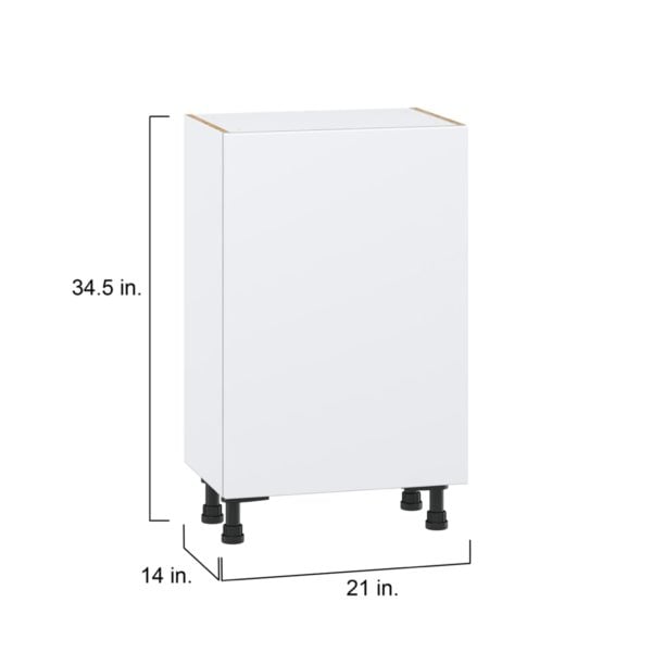 Lily Bright White  Slab Assembled Shallow Base Cabinet with a Full High Door (21 in. W x 34.5 in. H x 14 in. D)