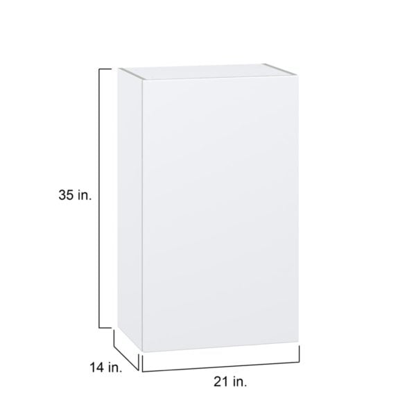 Lily Bright White  Slab Assembled Wall  Cabinet with Full High Door (21 in. W x 35 in. H x 14 in. D)