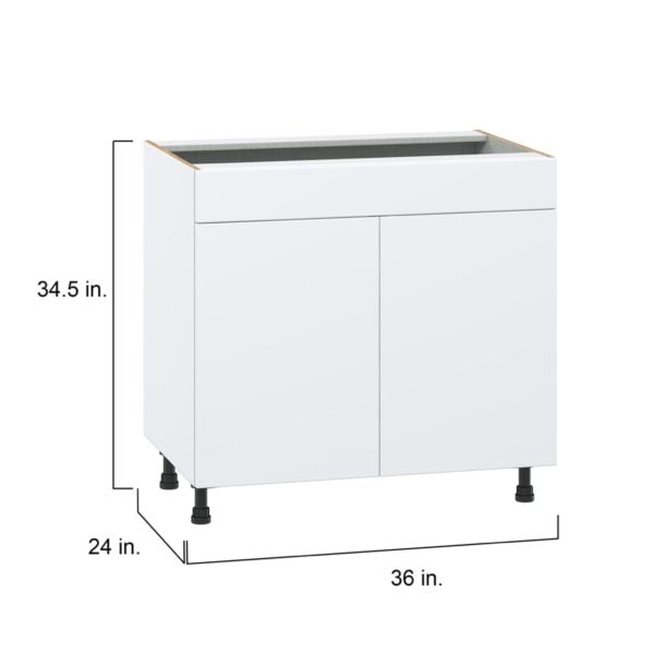 Lily Bright White  Slab Assembled Sink Base Cabinet with 2 Doors and 1 False Front (36 in. W x 34.5 in. H x 24 in. D)