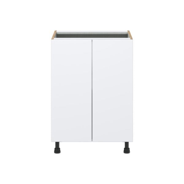 Lily Bright White  Slab Assembled Base Cabinet with 2 Full High Doors (24 in. W x 34.5 in. H x 24 in. D)