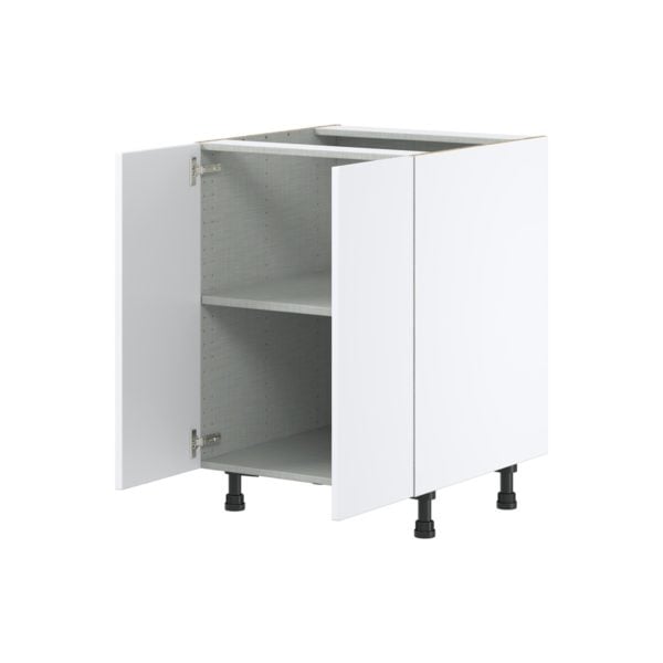 Lily Bright White  Slab Assembled Base Cabinet with 2 Full High Doors (24 in. W x 34.5 in. H x 24 in. D)