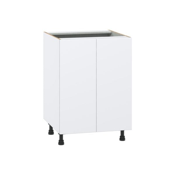 Lily Bright White  Slab Assembled Base Cabinet with 2 Full High Doors (24 in. W x 34.5 in. H x 24 in. D)