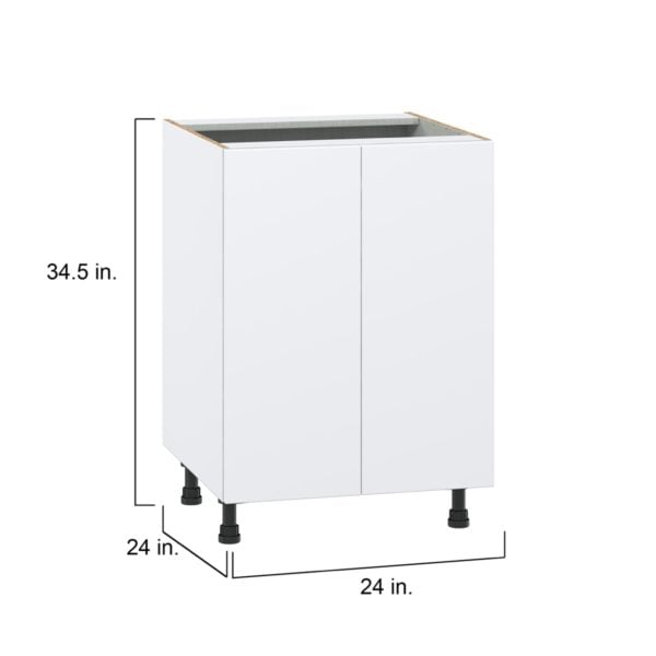 Lily Bright White  Slab Assembled Base Cabinet with 2 Full High Doors (24 in. W x 34.5 in. H x 24 in. D)