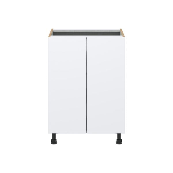 Lily Bright White  Slab Assembled Base Cabinet with 2 Full High Doors and 3 Inner Drawers (24 in. W x 34.5 in. H x 24 in. D)