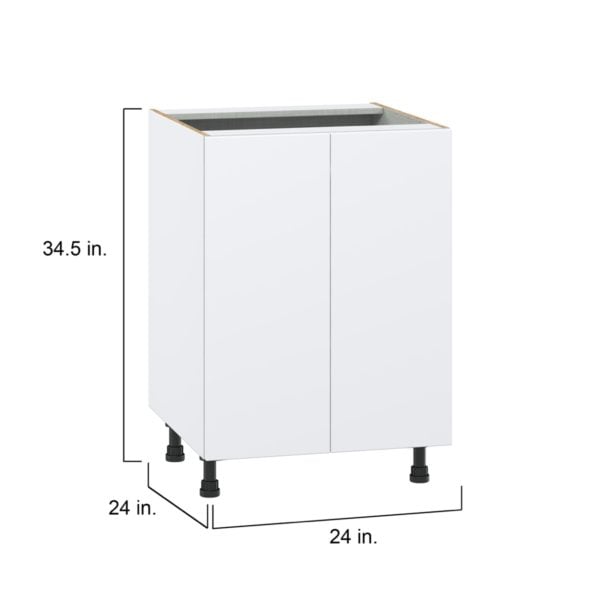 Lily Bright White  Slab Assembled Base Cabinet with 2 Full High Doors and 3 Inner Drawers (24 in. W x 34.5 in. H x 24 in. D)