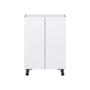 Lily Bright White  Slab Assembled Shallow Base Cabinet with 2 Full High Doors (24 in. W x 34.5 in. H x 14 in. D)