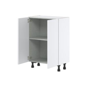 Lily Bright White  Slab Assembled Shallow Base Cabinet with 2 Full High Doors (24 in. W x 34.5 in. H x 14 in. D)