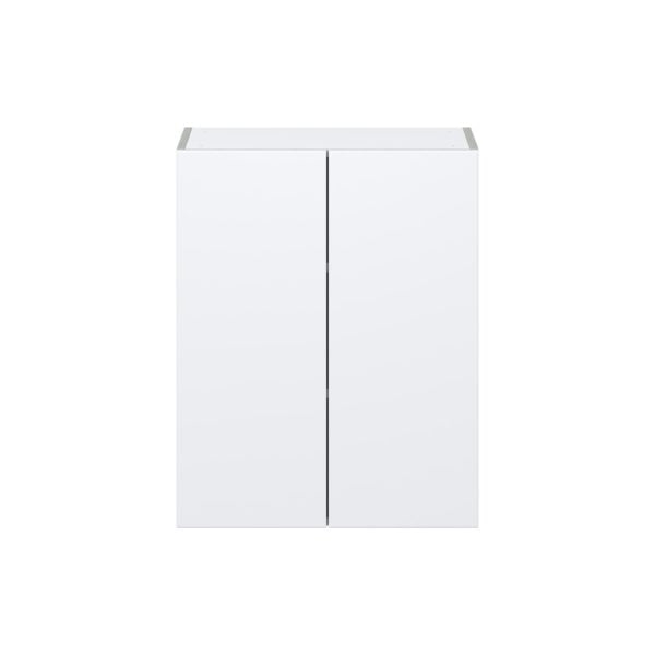 Lily Bright White  Slab Assembled Wall  Cabinet  with 2 Full high Doors (24 in. W x 30 in. H x 14 in. D)