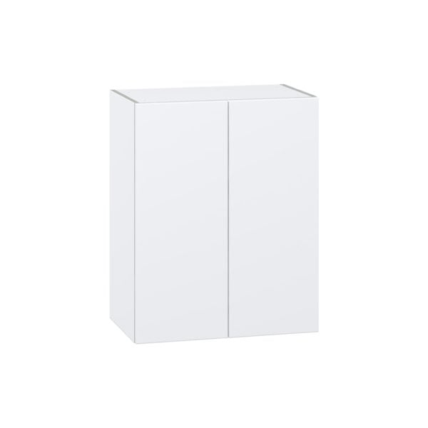 Lily Bright White  Slab Assembled Wall  Cabinet  with 2 Full high Doors (24 in. W x 30 in. H x 14 in. D)