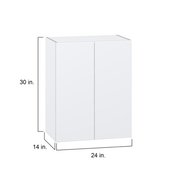 Lily Bright White  Slab Assembled Wall  Cabinet  with 2 Full high Doors (24 in. W x 30 in. H x 14 in. D)