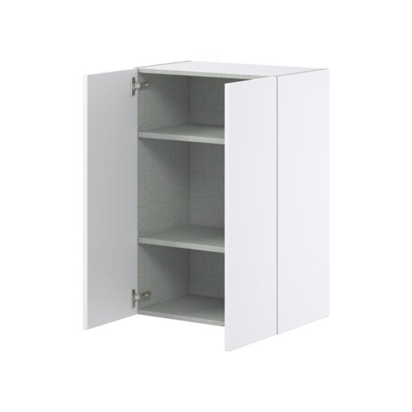 Lily Bright White  Slab Assembled Wall  Cabinet with 2 Full High Doors (24 in. W x 35 in. H x 14 in. D)