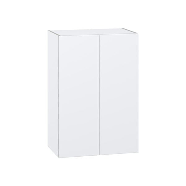 Lily Bright White  Slab Assembled Wall  Cabinet with 2 Full High Doors (24 in. W x 35 in. H x 14 in. D)