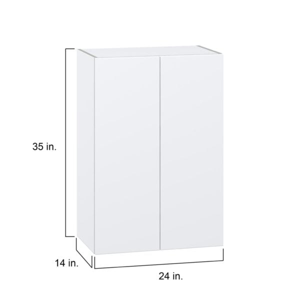 Lily Bright White  Slab Assembled Wall  Cabinet with 2 Full High Doors (24 in. W x 35 in. H x 14 in. D)