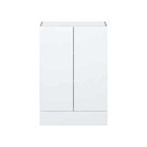 Lily Bright White  Slab Assembled Wall  Cabinet with 2 Doors and a 5 in. Drawer (24 in. W x 35 in. H x 14 in. D)