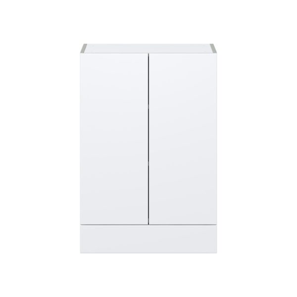 Lily Bright White  Slab Assembled Wall  Cabinet with 2 Doors and a 5 in. Drawer (24 in. W x 35 in. H x 14 in. D)