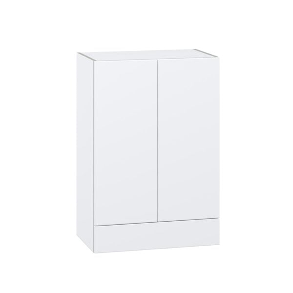 Lily Bright White  Slab Assembled Wall  Cabinet with 2 Doors and a 5 in. Drawer (24 in. W x 35 in. H x 14 in. D)