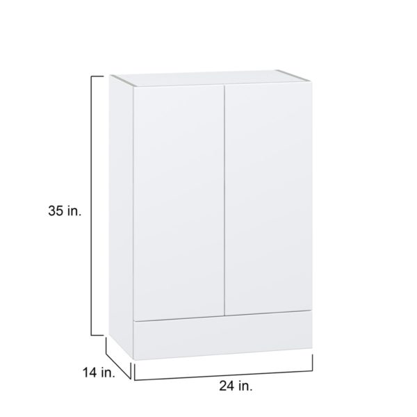 Lily Bright White  Slab Assembled Wall  Cabinet with 2 Doors and a 5 in. Drawer (24 in. W x 35 in. H x 14 in. D)