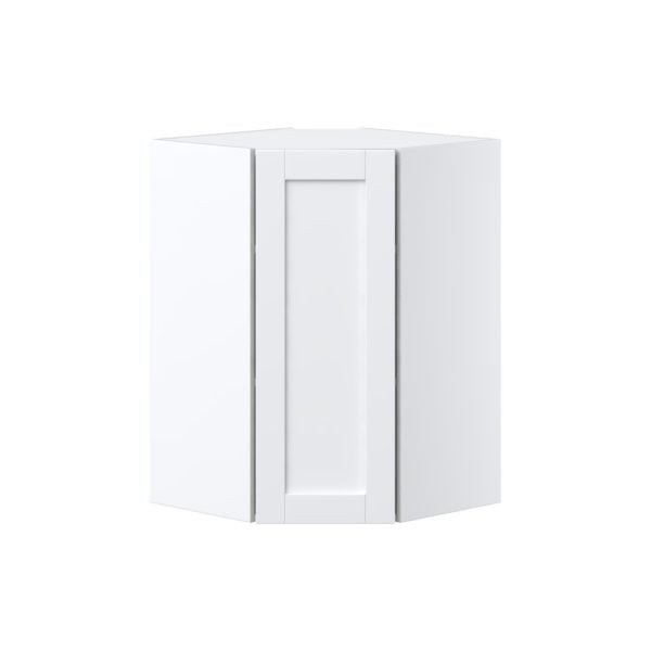 Dahlia Bright White  Shaker Assembled Wall Diagonal Corner Cabinet with a Door (24 in. W x 35 in. H x 24 in. D)