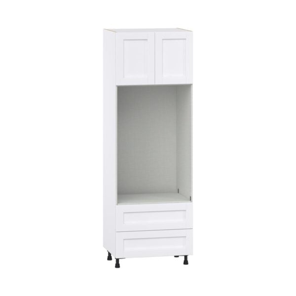 Dahlia Bright White  Shaker Assembled Pantry Micro/Oven Combo  Cabinet with 2 Drawers (30 in. W x 89.5 in. H x 24 in. D)