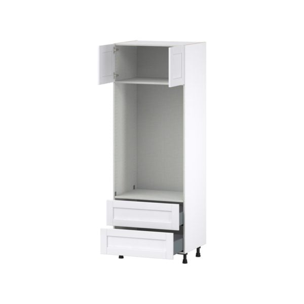 Dahlia Bright White  Shaker Assembled Pantry Micro/Oven Combo  Cabinet with 2 Drawers  (30 in. W x 84.5 in. H x 24 in. D)