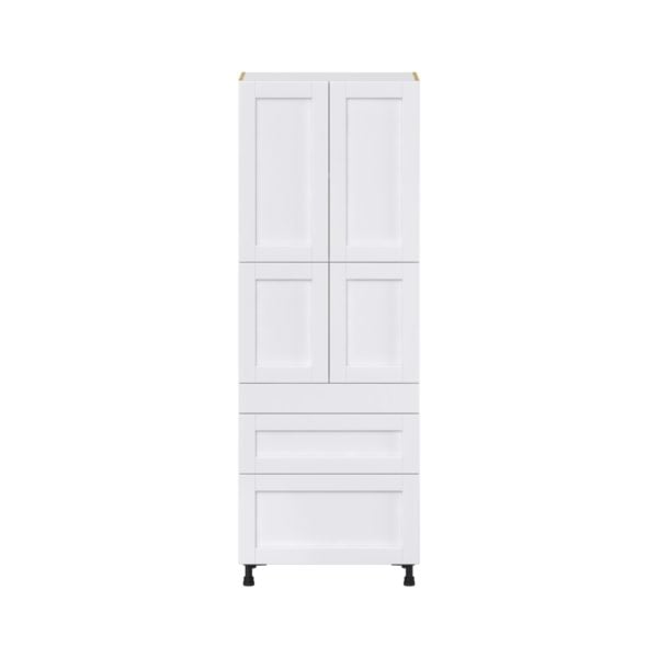 Dahlia Bright White  Shaker Assembled Pantry  Cabinet with 2 Inner Drawers (30 in. W x 84.5 in. H x 24 in. D)