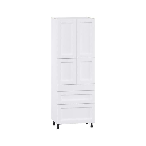 Dahlia Bright White  Shaker Assembled Pantry  Cabinet with 2 Inner Drawers (30 in. W x 84.5 in. H x 24 in. D)