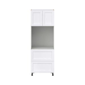 Dahlia Bright White  Shaker Assembled Single Oven  Cabinet with 2 Drawers (30 in. W x 84.5 in. H x 24 in. D)