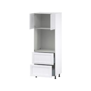 Dahlia Bright White  Shaker Assembled Single Oven  Cabinet with 2 Drawers (30 in. W x 84.5 in. H x 24 in. D)