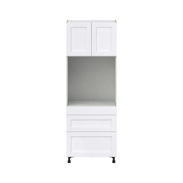 Dahlia Bright White  Shaker Assembled Single Oven  Cabinet with 3 Drawers (30 in. W x 84.5 in. H x 24 in. D)