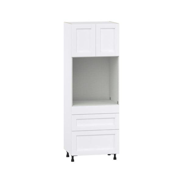 Dahlia Bright White  Shaker Assembled Single Oven  Cabinet with 3 Drawers (30 in. W x 84.5 in. H x 24 in. D)