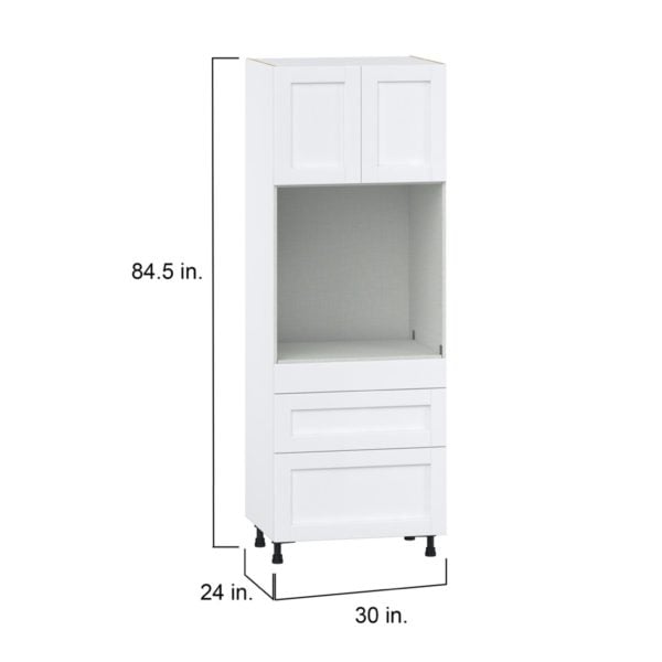 Dahlia Bright White  Shaker Assembled Single Oven  Cabinet with 3 Drawers (30 in. W x 84.5 in. H x 24 in. D)