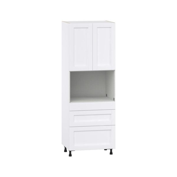 Dahlia Bright White  Shaker Assembled Pantry Micro/Oven  Cabinet with 3 Drawers (30 in. W x 84.5 in. H x 24 in. D)