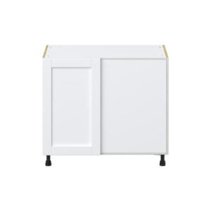 Dahlia Bright White  Shaker Assembled Blind Base Corner  Cabinet with Right Pull Out (39 in. W x 34.5 in. H x 24 in. D)