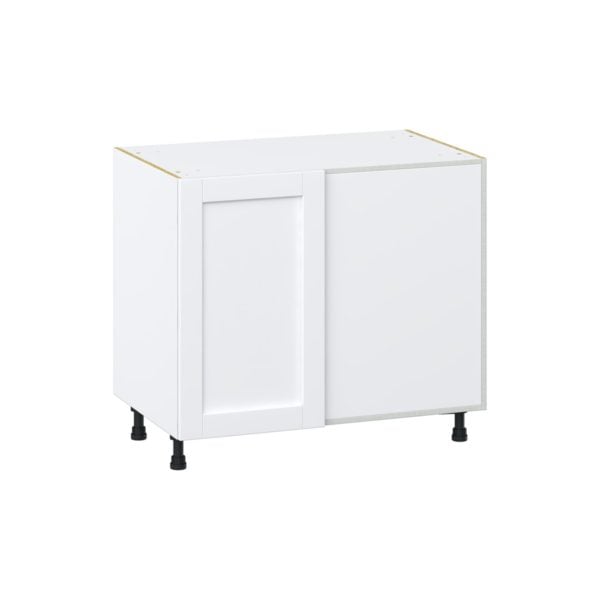 Dahlia Bright White  Shaker Assembled Blind Base Corner  Cabinet with Right Pull Out (39 in. W x 34.5 in. H x 24 in. D)