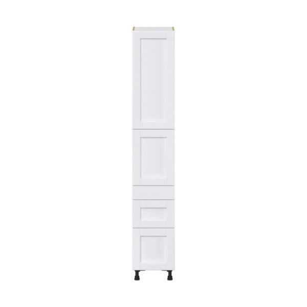 Dahlia Bright White  Shaker Assembled Pantry  Cabinet with 3 Drawers and 2 Inner Drawers (15 in. W x 89.5 in. H x 24 in. D)